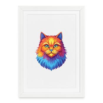 British Longhair Cat Breed Cartoon Kawaii Animal P - Framed poster (27 × 37 cm) - white - Front