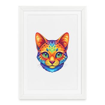 Brume tachetée australienne Chat Race Dessin animé Kawaii A - Affiche encadrée (27 × 37 cm) - blanc - Devant