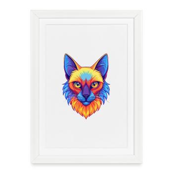 Chat Balinais Race Dessin animé Kawaii Animal Pet - Affiche encadrée (27 × 37 cm) - blanc - Devant