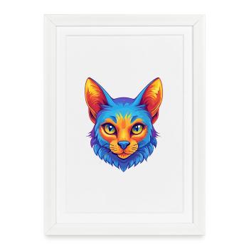 Brume australienne Chat race dessin animé Kawaii Animal Pe - Affiche encadrée (27 × 37 cm) - blanc - Devant