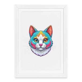 Japanese Bobtail Cat Breed Cartoon Kawaii Animal P - Framed poster (27 × 37 cm) - white - Front