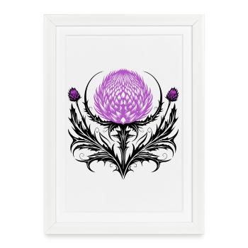 Distel Tattoo Scottish Thistle Botanical Art - Framed poster (27 × 37 cm) - white - Front