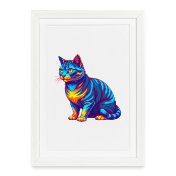 California Spangled Cat Breed Cartoon Kawaii Anima - Framed poster (27 × 37 cm) - white - Front