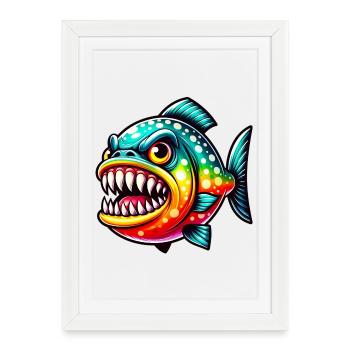 Piranha - Affiche encadrée (27 × 37 cm) - blanc - Devant
