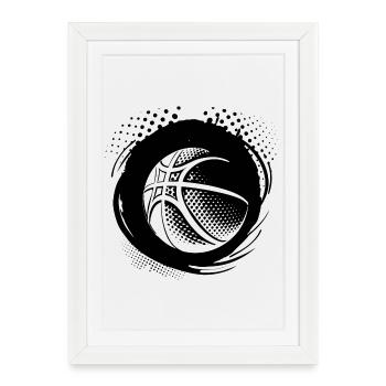 Dessin de ballon de basket-ball - Affiche encadrée (27 × 37 cm) - blanc - Devant