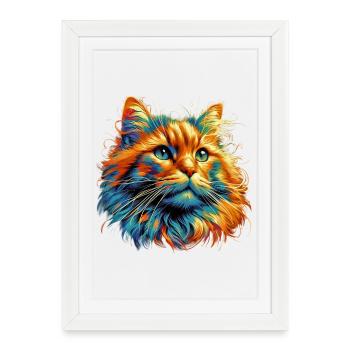 Chat - Affiche encadrée (27 × 37 cm) - blanc - Devant