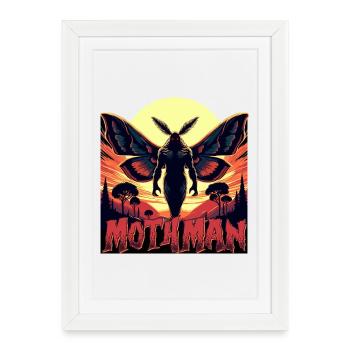 Mothman Monstre Halloween - Affiche encadrée (27 × 37 cm) - blanc - Devant