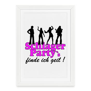 Schlager Party, Schlager Musik, je trouve ça cool - Affiche encadrée (27 × 37 cm) - blanc - Devant