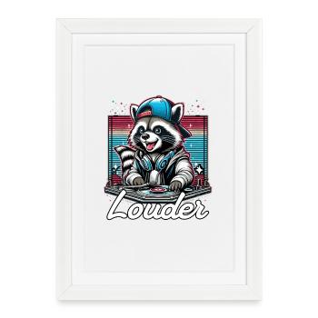Wachbär DJ DJane Lauter Cadeau - Affiche encadrée (27 × 37 cm) - blanc - Devant