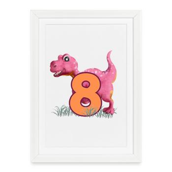 N°8 Dino - Affiche encadrée (27 × 37 cm) - blanc - Devant