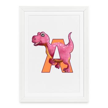 A - DINOSAURE, personnalisable - Affiche encadrée (27 × 37 cm) - blanc - Devant