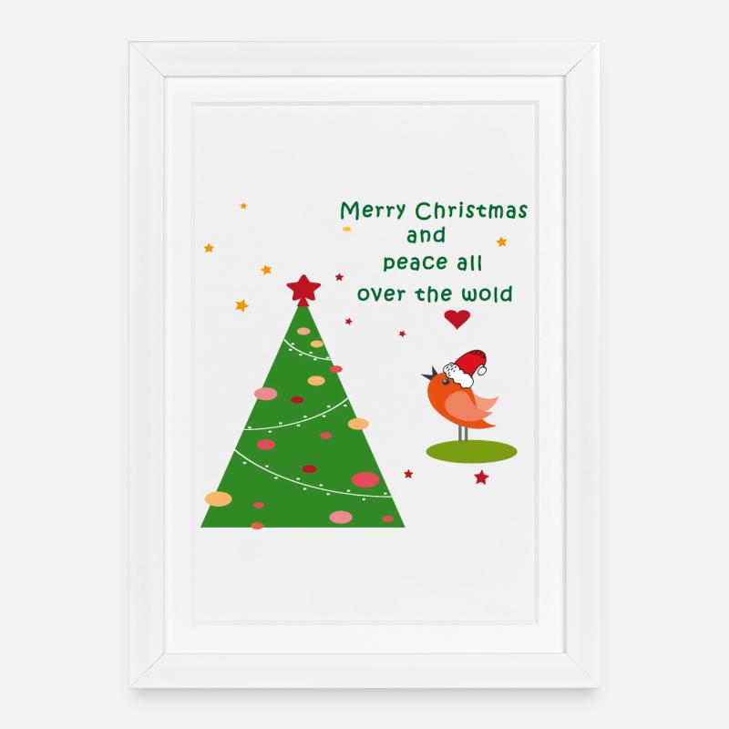 Merry Christmas - Gerahmtes Poster (27 × 37 cm) - Weiß