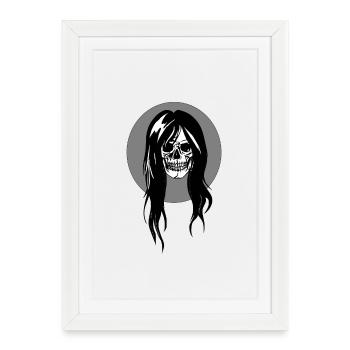 tête de mort féminine - Affiche encadrée (27 × 37 cm) - blanc - Devant