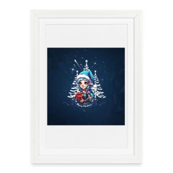 Elfe joyeux - Affiche encadrée (27 × 37 cm) - blanc - Devant