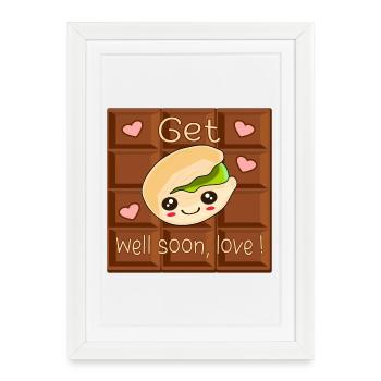 Bon rétablissement amour - Chocolat Pistache - Affiche encadrée (27 × 37 cm) - blanc - Devant