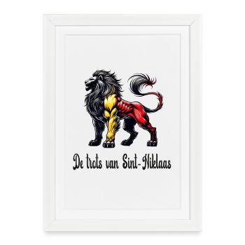 Motif du drapeau lion de Saint-Nicolas - Affiche encadrée (27 × 37 cm) - blanc - Devant