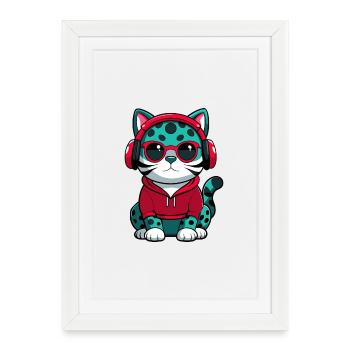 Brume tachetée australienne Chat race Dessin animé Kawaii - Affiche encadrée (27 × 37 cm) - blanc - Devant