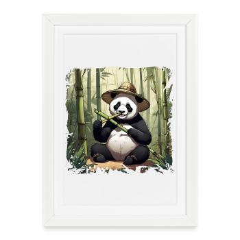 Panda eating! - Framed poster (27 × 37 cm) - white - Front