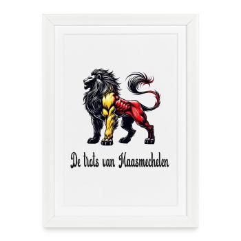 Maasmechelen lion flag design - Framed poster (27 × 37 cm) - white - Front