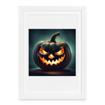 halloween, citrouille, monstre - Affiche encadrée (27 × 37 cm) - blanc - Devant