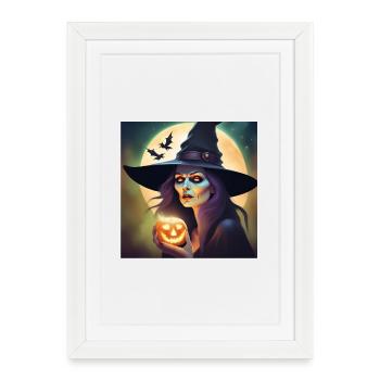 Halloween, Witch, Pumpkin - Framed poster (27 × 37 cm) - white - Front