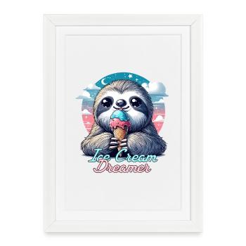 Cream Dreamer Cute Sloth with Cream Gift - Framed poster (27 × 37 cm) - white - Front