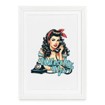 Rockabilly Woman Rotary Phone - Framed poster (27 × 37 cm) - white - Front