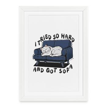 Sofa Nap Cat: I Tried So Hard - Framed poster (27 × 37 cm) - white - Front