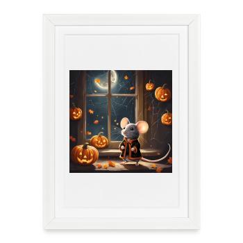 Halloween, Halloween Mouse, Pumpkin - Framed poster (27 × 37 cm) - white - Front