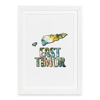 Carte à l’aquarelle du Timor oriental - Affiche encadrée (27 × 37 cm) - blanc - Devant