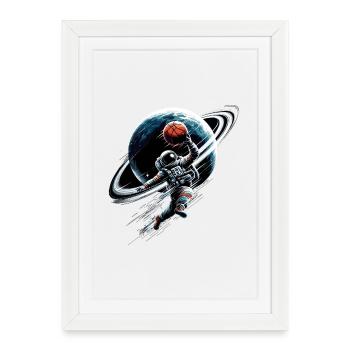 Basketball astronaute astronaute Spaceman cadeau - Affiche encadrée (27 × 37 cm) - blanc - Devant