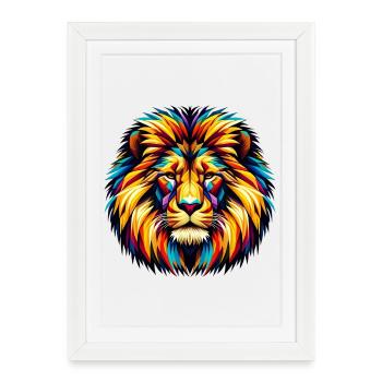 Lion - Affiche encadrée (27 × 37 cm) - blanc - Devant