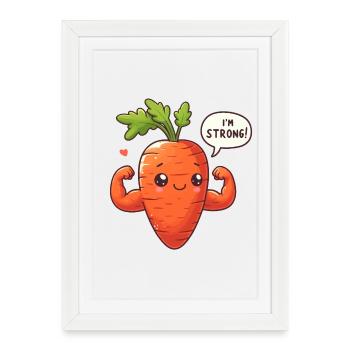 Kawaii Carrot Muscle - Framed poster (27 × 37 cm) - white - Front