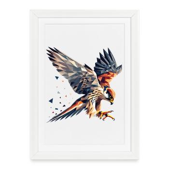Falcon Bird of Prey Polygon Style - Framed poster (27 × 37 cm) - white - Front