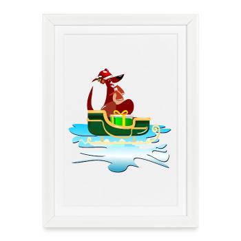CHRISTMAS KANGAROO SLEIGH - Framed poster (27 × 37 cm) - white - Front