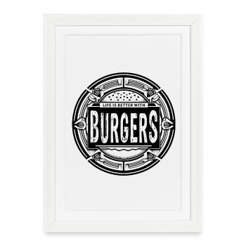 life is better with burgers - Framed poster (27 × 37 cm) - white - Front
