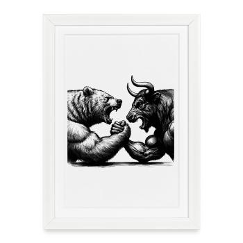 Stock Market Stock Market Bull Bull Bear Gift - Framed poster (27 × 37 cm) - white - Front