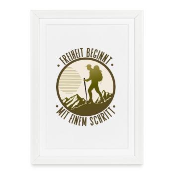 Freedom begins with one step of hiking - Framed poster (27 × 37 cm) - white - Front