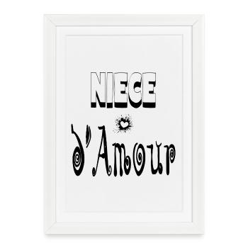 Nièce Amour Cœur - Affiche encadrée (27 × 37 cm) - blanc - Devant