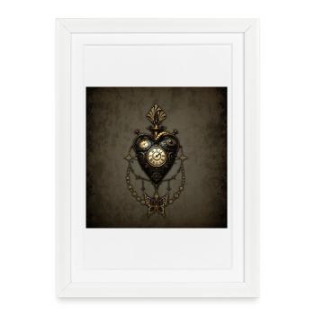 Steampunk heart, a world full of magic and meccan - Framed poster (27 × 37 cm) - white - Front