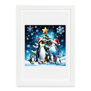 Cute Penguins - Framed poster (27 × 37 cm) - white - Front
