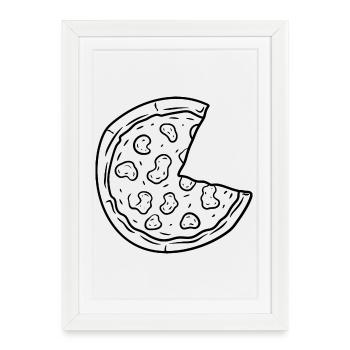 Dessin de pizza - Affiche encadrée (27 × 37 cm) - blanc - Devant