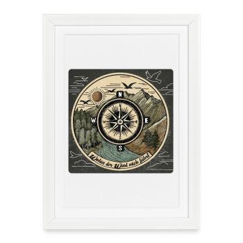 Where the Wind Takes Us – Nature Compass Design - Framed poster (27 × 37 cm) - white - Front