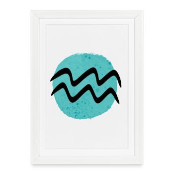 Signe du zodiaque Verseau - Affiche encadrée (27 × 37 cm) - blanc - Devant