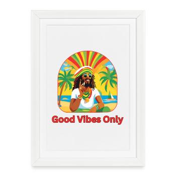– Rasta-Man Jamaica Summer Sun - Affiche encadrée (27 × 37 cm) - blanc - Devant