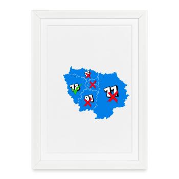 Région île de france - Affiche encadrée (27 × 37 cm) - blanc - Devant