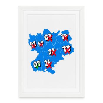Région rhône alpes - Affiche encadrée (27 × 37 cm) - blanc - Devant