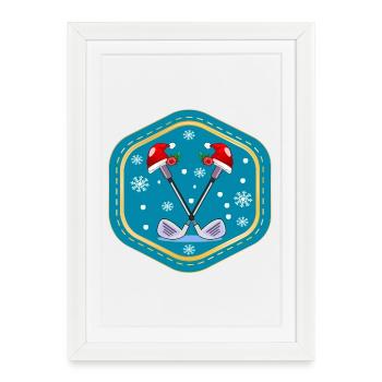 FÊTE DE NOËL PARCOURS DE GOLF GOLF JOUER - Affiche encadrée (27 × 37 cm) - blanc - Devant