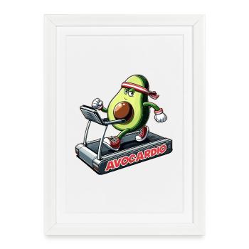 Avocardio Cardio Avocat Drôle Gym Cadeau - Affiche encadrée (27 × 37 cm) - blanc - Devant
