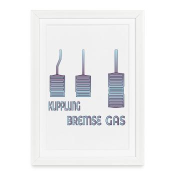 KUPPLUNG BREMSE GAS PEDALE - Gerahmtes Poster (27 × 37 cm) - Weiß - Vorne